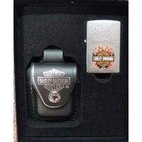 Zippo Harley Davidson Flame Geschenkset mit Lederetui