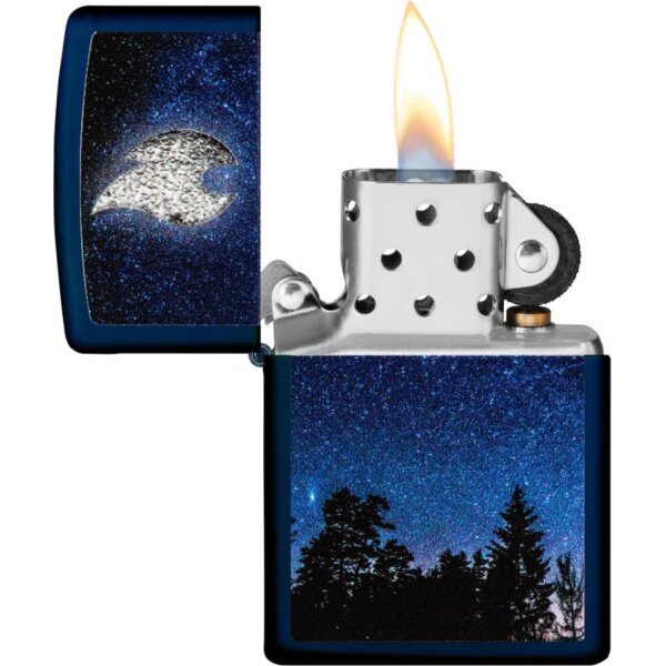 ZIPPO Navy Blau color 3D-Druck "Flame Moon"