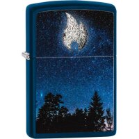 ZIPPO Navy Blau color 3D-Druck "Flame Moon"