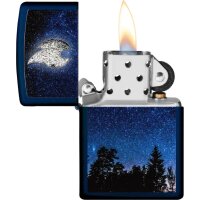 ZIPPO Navy Blau color 3D-Druck "Flame Moon"