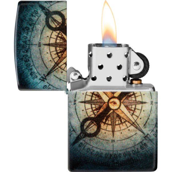 ZIPPO schwarz matt color "Compass Ghost" Glow in the Dark green