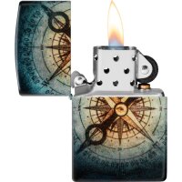 ZIPPO schwarz matt color "Compass Ghost" Glow...