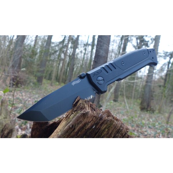 Walther PDP Tanto Serrated D2 G10 Black Linerlock