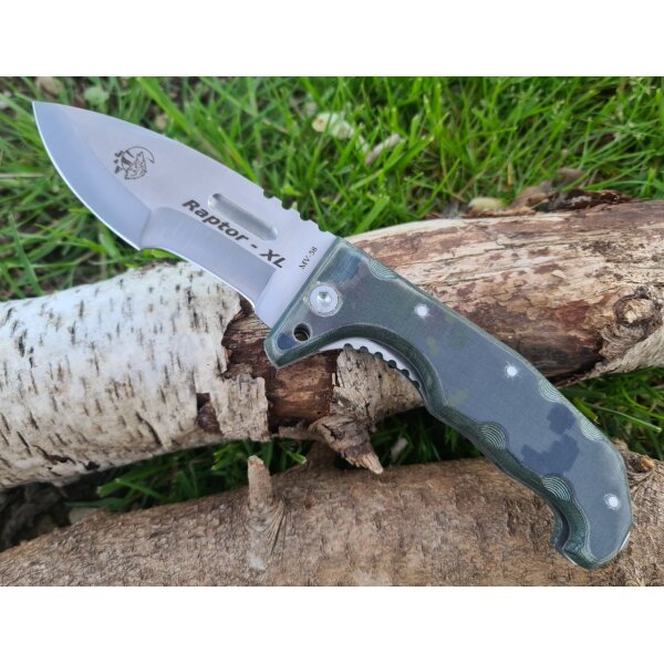 J&V Adventure Knives Raptor XL Comando Taschenmesser Micarta MV-58 Stahl