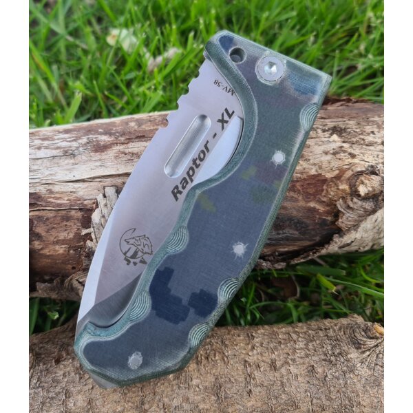 J&V Adventure Knives Raptor XL Comando Taschenmesser Micarta MV-58 Stahl