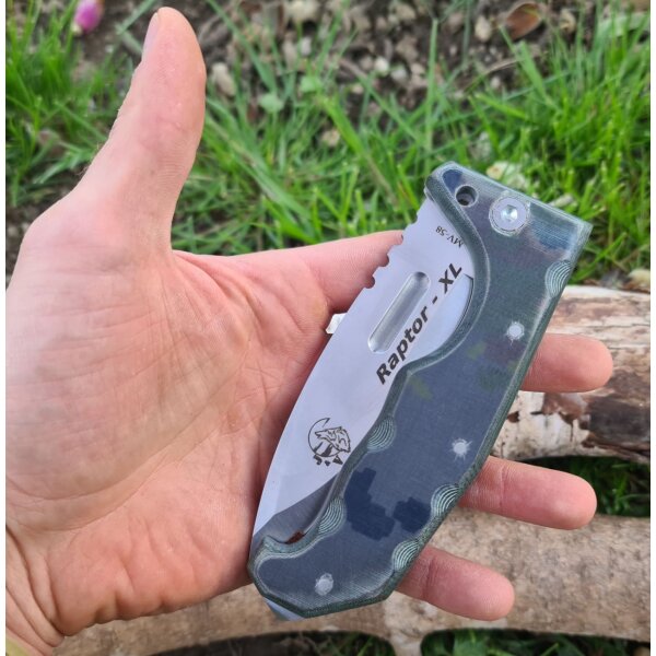 J&V Adventure Knives Raptor XL Comando Taschenmesser Micarta MV-58 Stahl