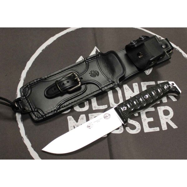 J&V BS-9 MoVa Micarta Schwarz inkl. Lederscheide