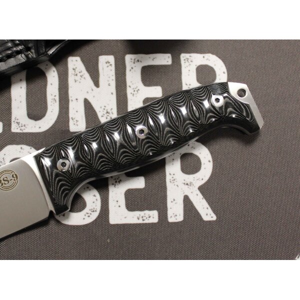 J&V BS-9 MoVa Micarta Schwarz inkl. Lederscheide