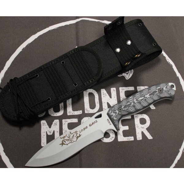 J&V Adventure Knives Lobo Gris 4116 Stahl Micarta inkl. Nylonscheide