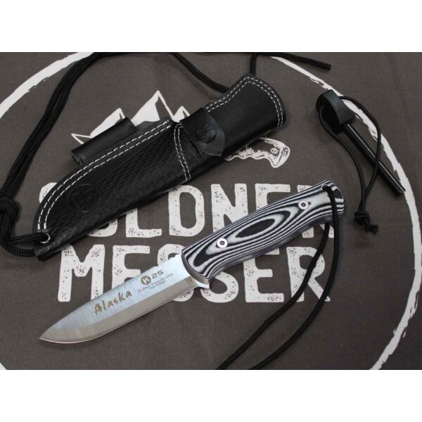 K25 Alaska Bushcraft Knife mit Lederscheide und Feuerstarter