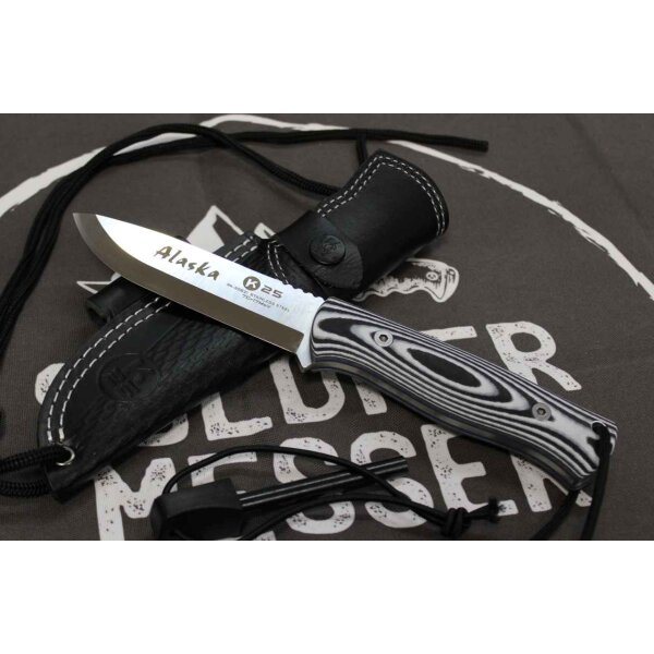 K25 Alaska Bushcraft Knife mit Lederscheide und Feuerstarter