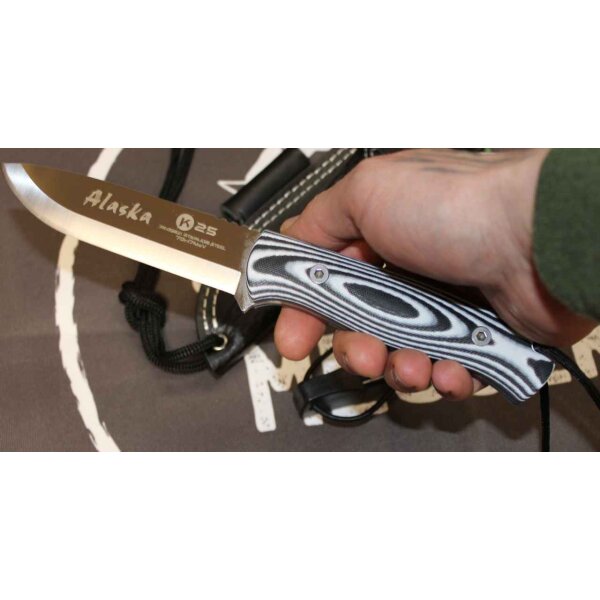 K25 Alaska Bushcraft Knife mit Lederscheide und Feuerstarter
