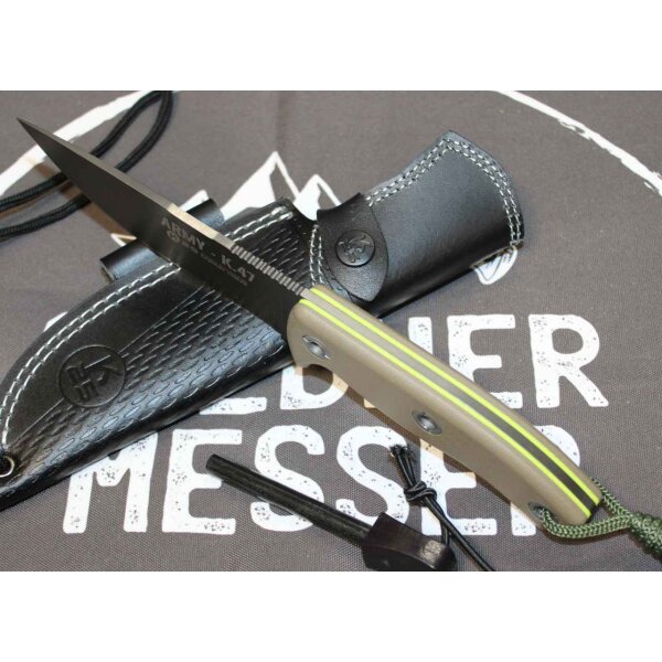 K25 Army K47 Outdoormesser inkl Lederscheide u. Feuerstarter