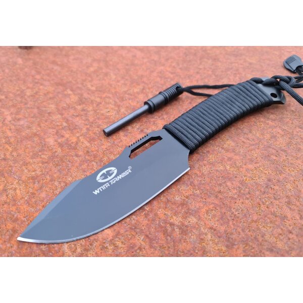 Witharmour Yaksha Outdoormesser 440C Stahl Paracord Griff Black