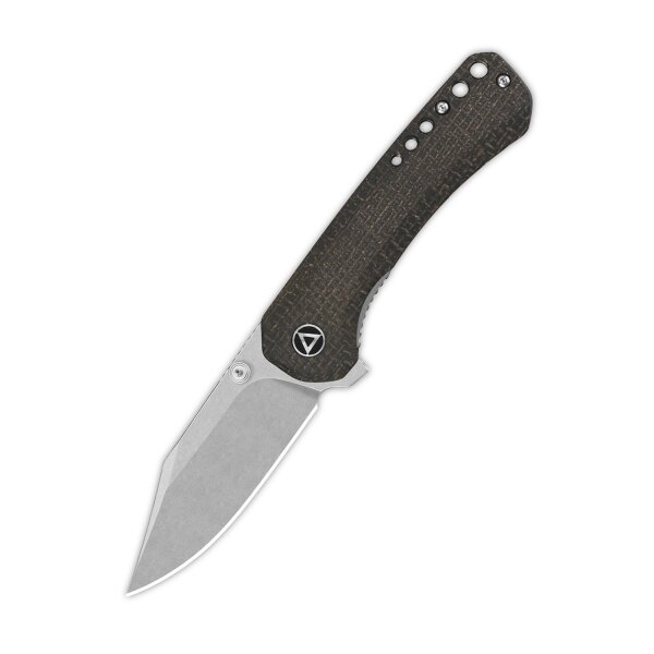 QSP Knife Kestrel Folder 14C28N Dark Brown Micarta