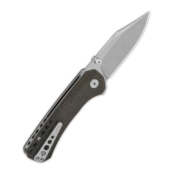 QSP Knife Kestrel Folder 14C28N Dark Brown Micarta