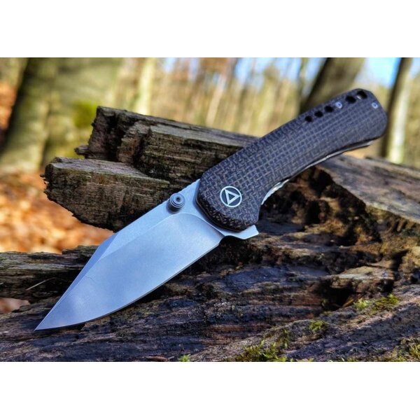 QSP Knife Kestrel Folder 14C28N Dark Brown Micarta