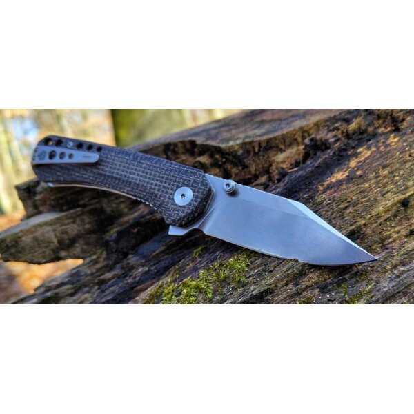 QSP Knife Kestrel Folder 14C28N Dark Brown Micarta