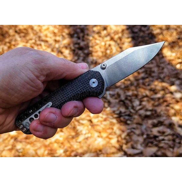 QSP Knife Kestrel Folder 14C28N Dark Brown Micarta