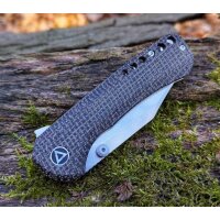 QSP Knife Kestrel Folder 14C28N Dark Brown Micarta