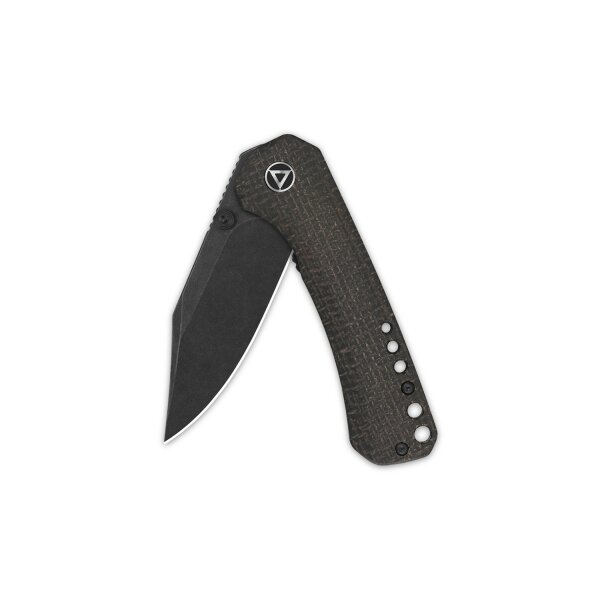 QSP Knife Kestrel Folder 14C28N Dark Brown Micarta Blackwash