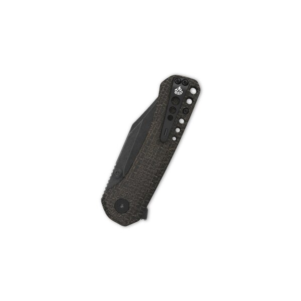 QSP Knife Kestrel Folder 14C28N Dark Brown Micarta Blackwash