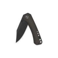 QSP Knife Kestrel Folder 14C28N Dark Brown Micarta Blackwash