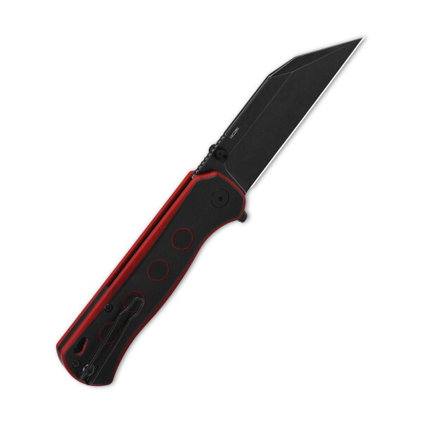 QSP Knife Swordfish Red-Black Button Lock Blackwash