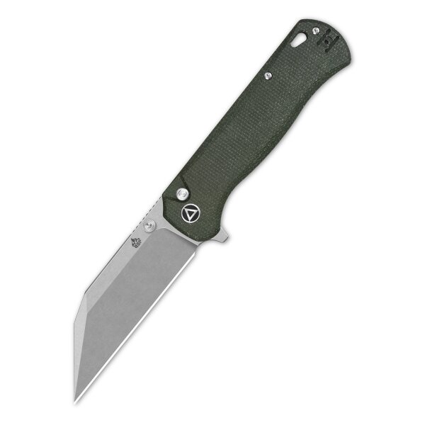 QSP Knife Swordfish Green Micarta Button Lock Stonewash