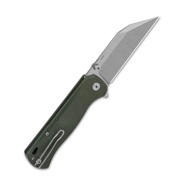 QSP Knife Swordfish Green Micarta Button Lock Stonewash