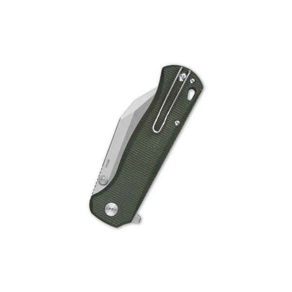 QSP Knife Swordfish Green Micarta Button Lock Stonewash