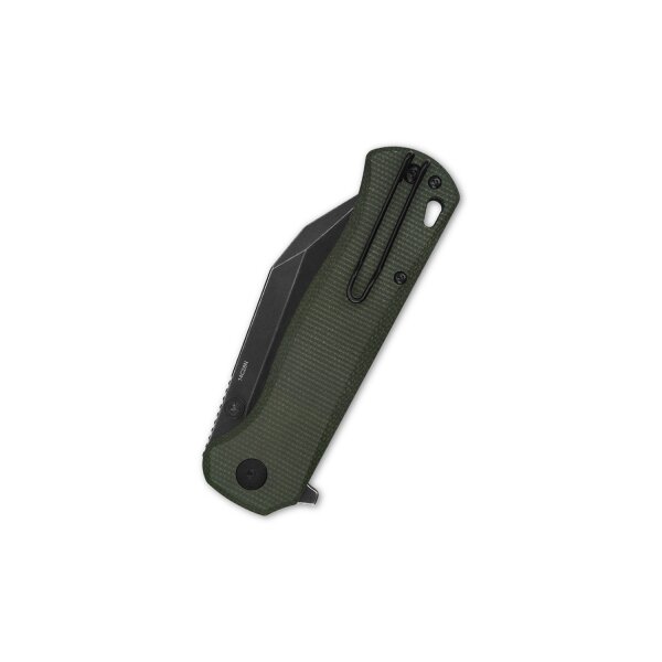QSP Knife Swordfish Green Micarta Button Lock Blackwash