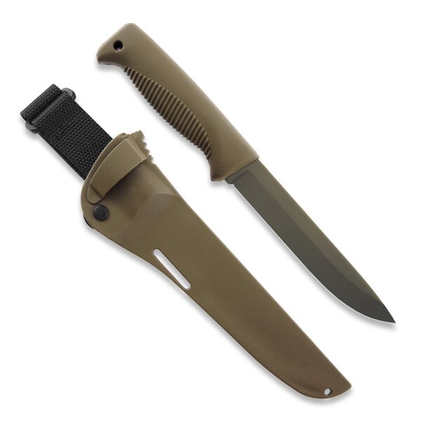 Peltonen Knives Sissipuukko M95 Ranger Knife Cerakote Kunststoffscheide Coyote
