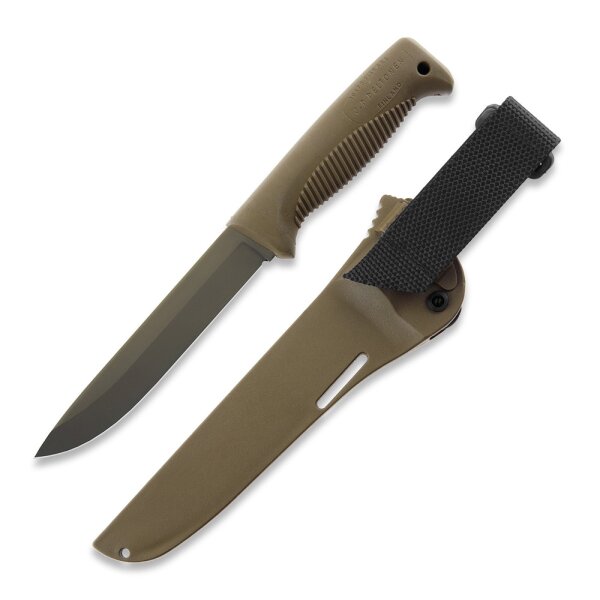 Peltonen Knives Sissipuukko M95 Ranger Knife Cerakote Kunststoffscheide Coyote