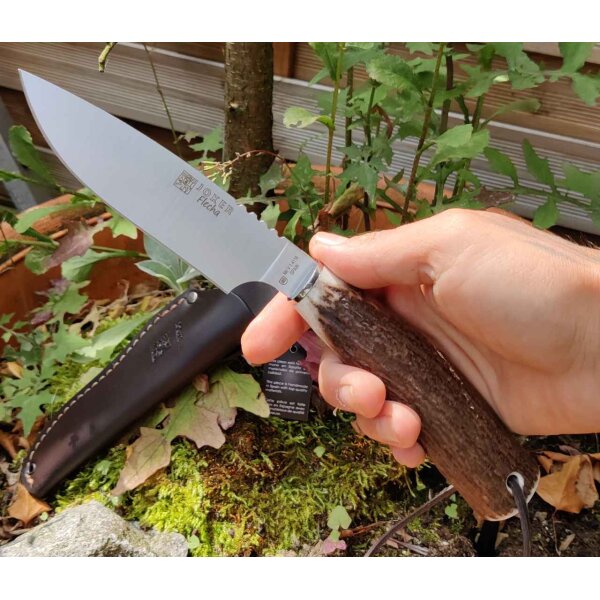 Joker Flecha Jagdmesser 4116 Stahl Hirschhorn inkl. Lederscheide
