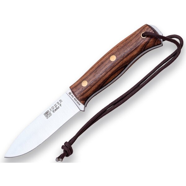 Joker Ember Bushcraft 14C28N Stahl Walnussholz Lederscheide