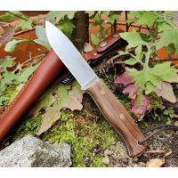 Joker Ember Bushcraft 14C28N Stahl Walnussholz Lederscheide