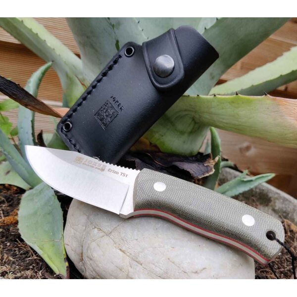 Joker Erizo TS1 Jagdmesser N695 Stahl Green Canvas Lederscheide