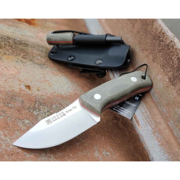 Joker Erizo TS1 Jagdmesser N695 Stahl Green Canvas Kydexscheide Feuerstarter