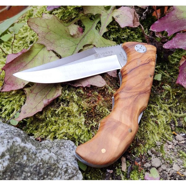 Joker Terrier Zweihandmesser Backlock Folder Olivenholz