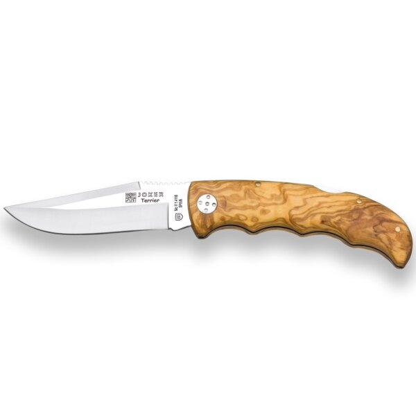 Joker Terrier Zweihandmesser Backlock Folder Olivenholz