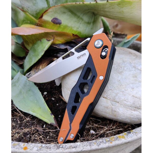 SRM Knives 9225-GJ D2 G10 Ambi Lock Orange