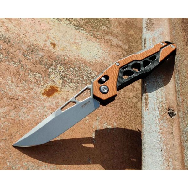 SRM Knives 9225-GJ D2 G10 Ambi Lock Orange