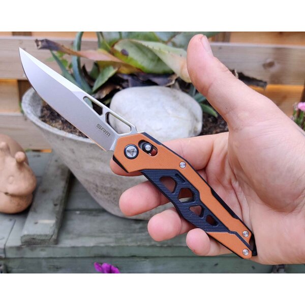 SRM Knives 9225-GJ D2 G10 Ambi Lock Orange