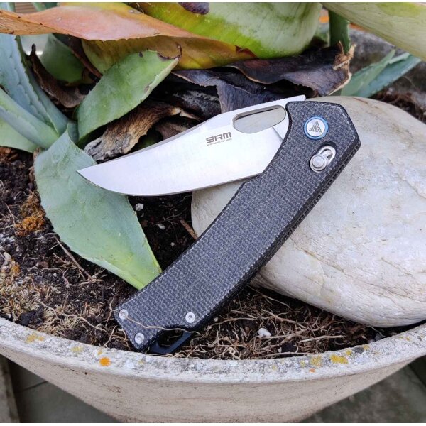 SRM Knives 9203-MB Folder 10Cr15CoMoV Stahl Micarta Grau