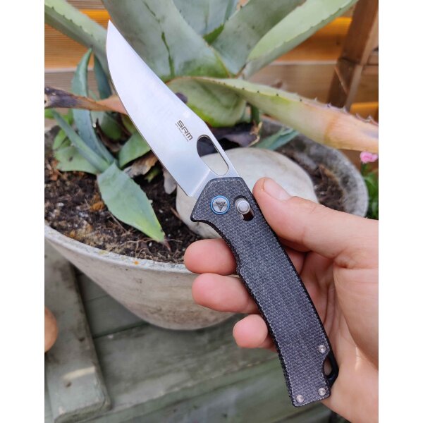 SRM Knives 9203-MB Folder 10Cr15CoMoV Stahl Micarta Grau