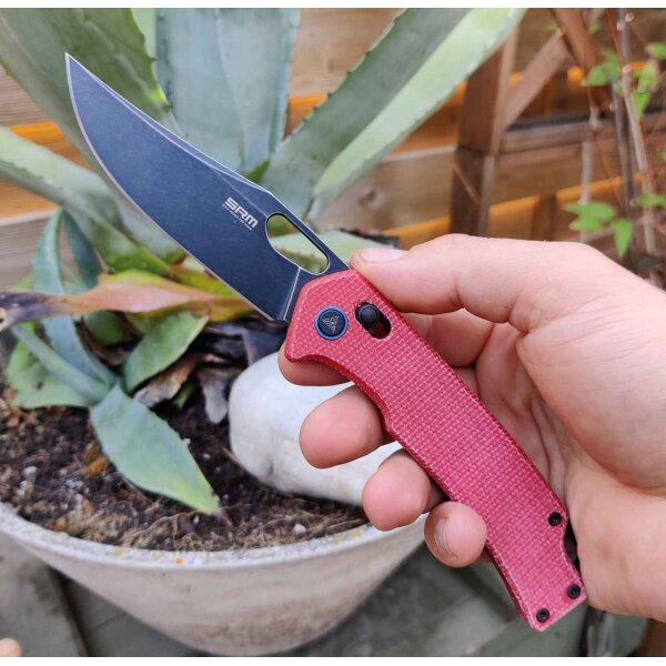 SRM Knives 9203-MR2 Folder 10Cr15CoMoV Stahl Micarta Rot
