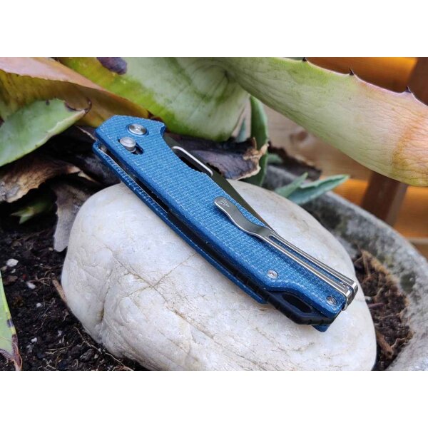 SRM Knives 9203-ME Folder 10Cr15CoMoV Stahl Micarta Blau