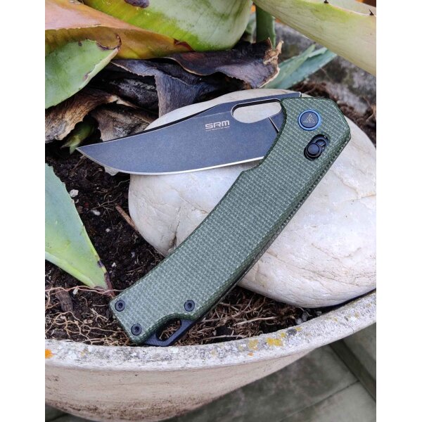 SRM Knives 9203-MG2 Folder 10Cr15CoMoV Stahl Micarta Grün