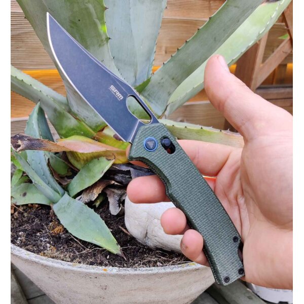 SRM Knives 9203-MG2 Folder 10Cr15CoMoV Stahl Micarta Grün